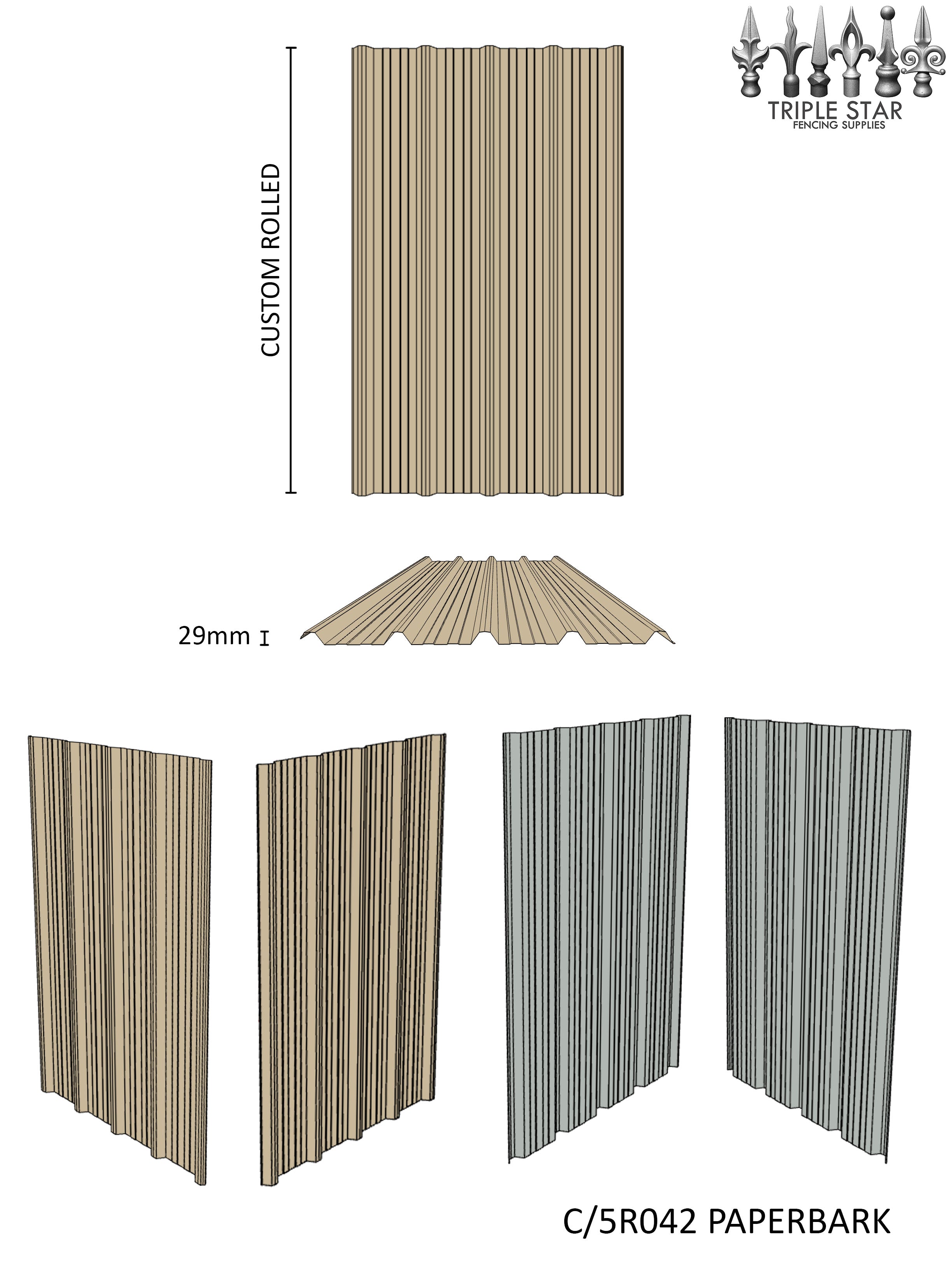 5-Rib Roofing Sheet PAPERBARK