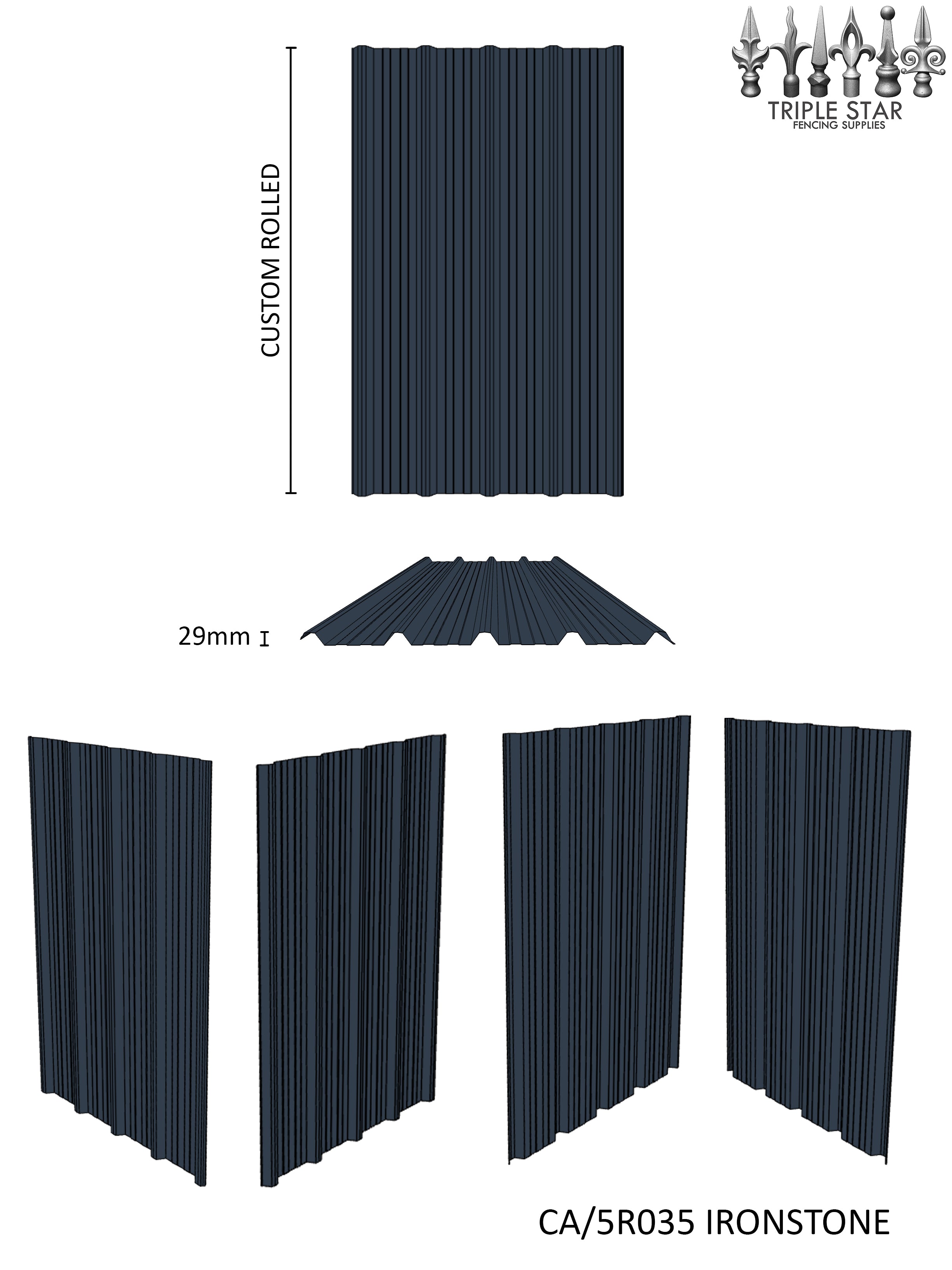 Colorbond® 5-Rib Infill Sheet IRONSTONE