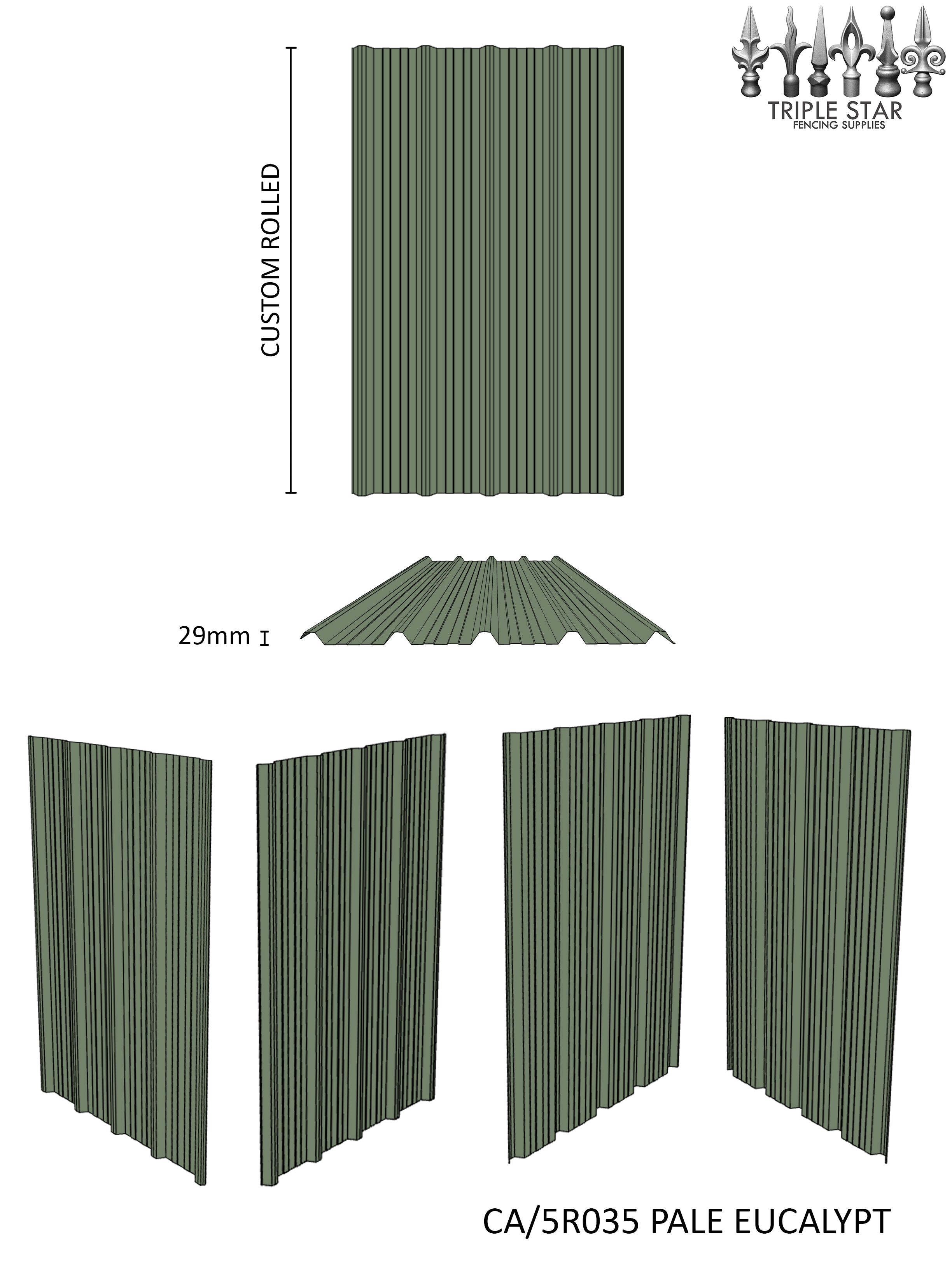 Colorbond® 5-Rib Infill Sheet PALE EUCALYPT