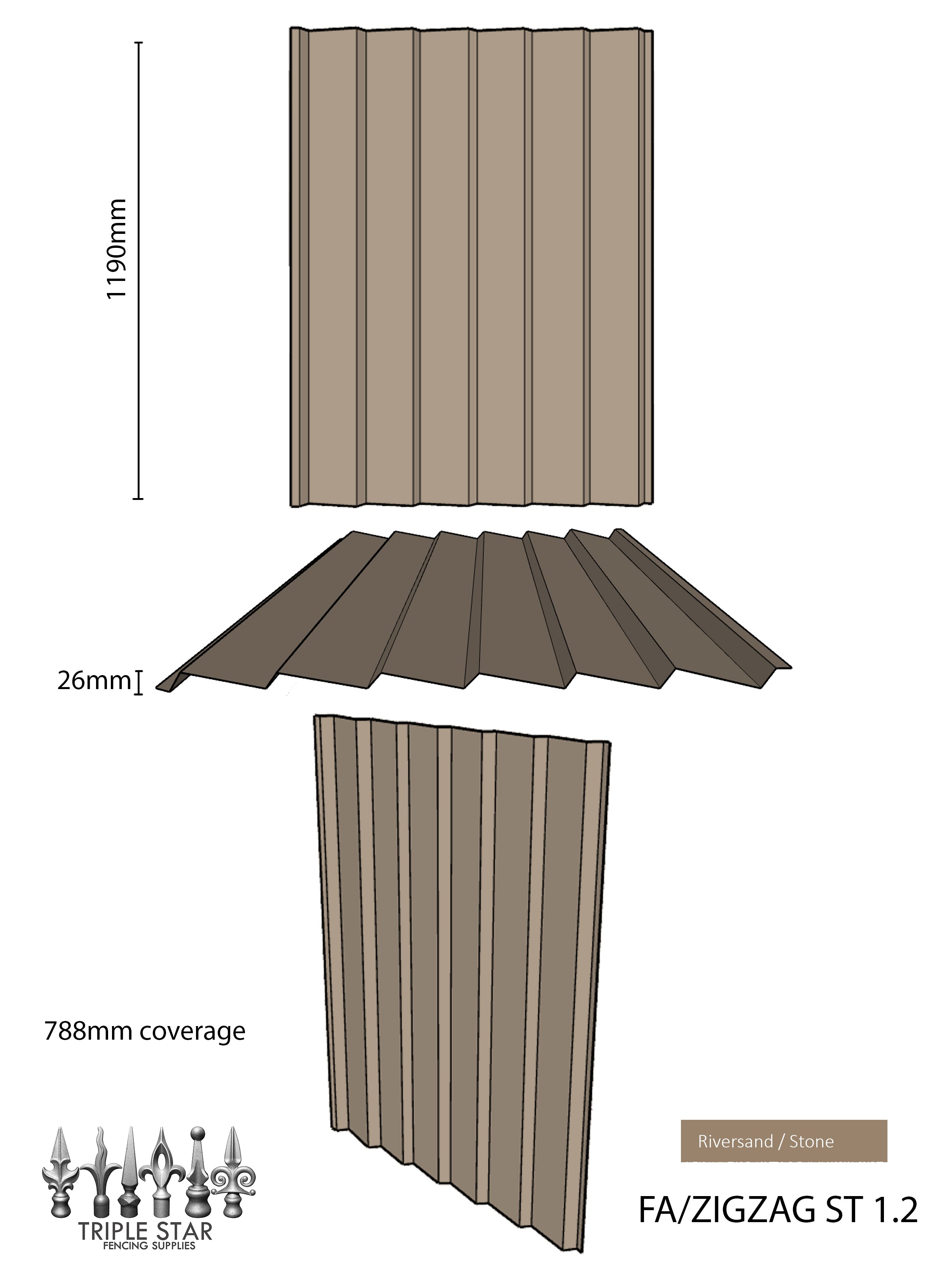 Colorbond® Infill Sheets ZigZag RIVERSAND/STONE